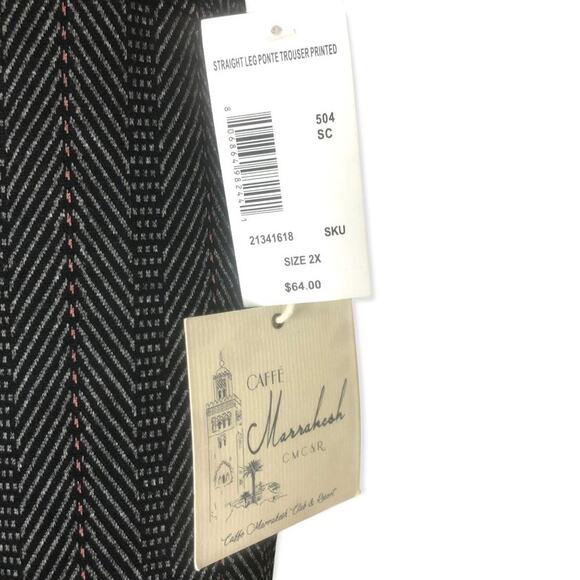Caffe Marrakesh NWT Straight Leg Ponte Trouser 2X Grey Herringbone Print Stretch - Picture 7 of 11